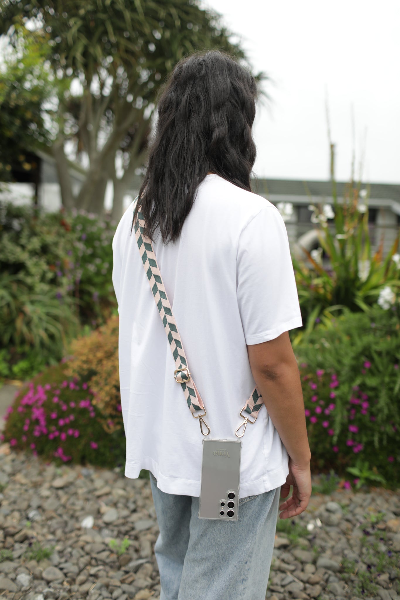 Woven Pink and Grey Geometric Leaf Strap