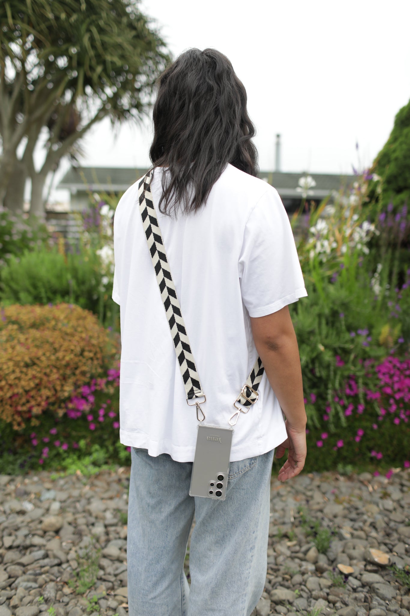 Woven Cream and Black Geometric Leaf Strap
