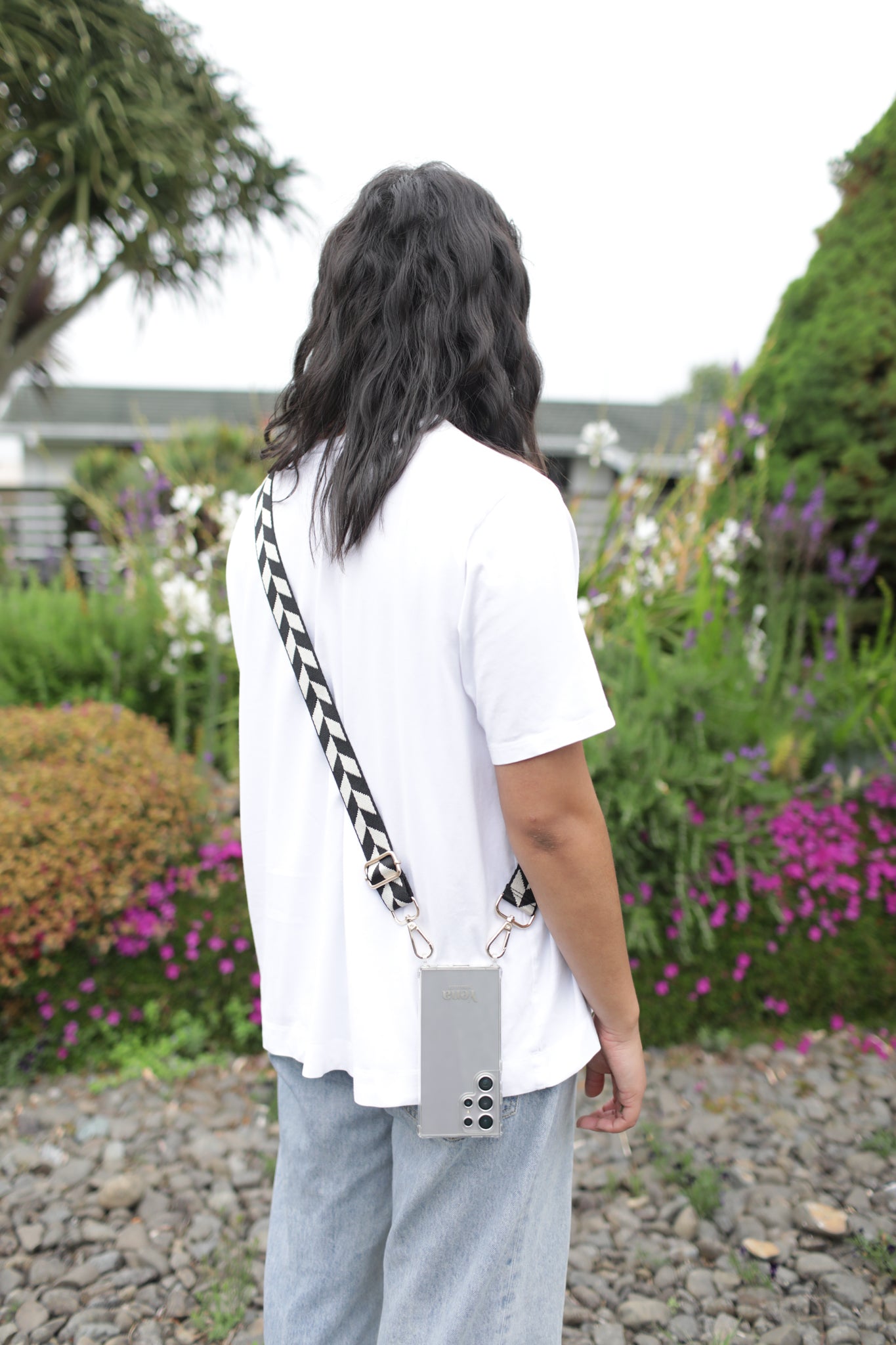 Woven Black and Cream Geometric Leaf Strap