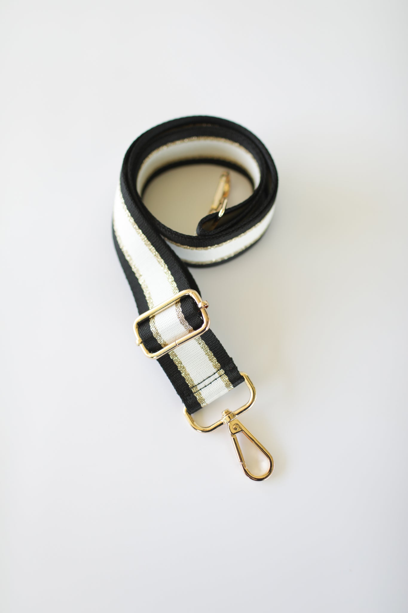 Woven Black, White and Gold Strap