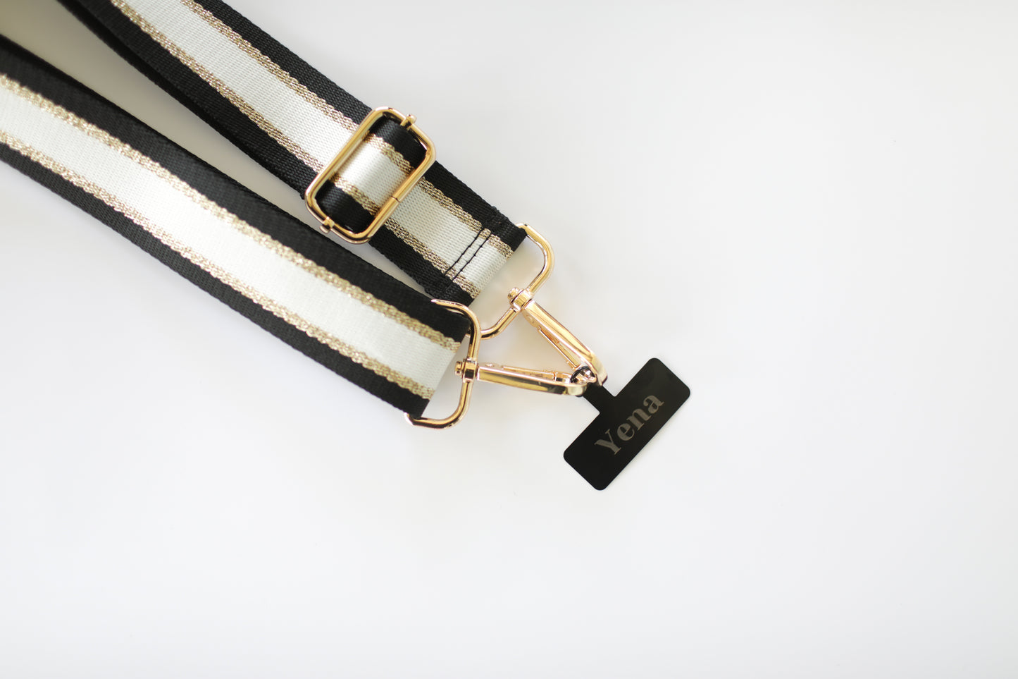 Woven Black, White and Gold Strap