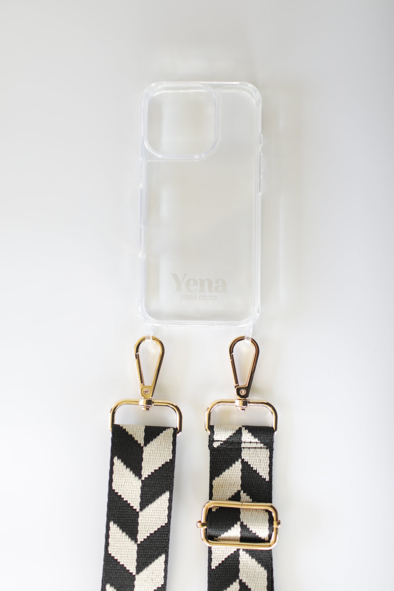 Woven Black and Cream Geometric Leaf Strap
