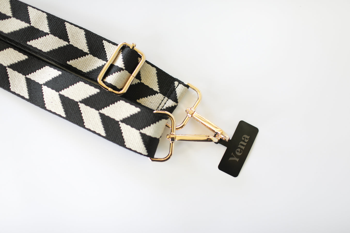 Woven Black and Cream Geometric Leaf Strap