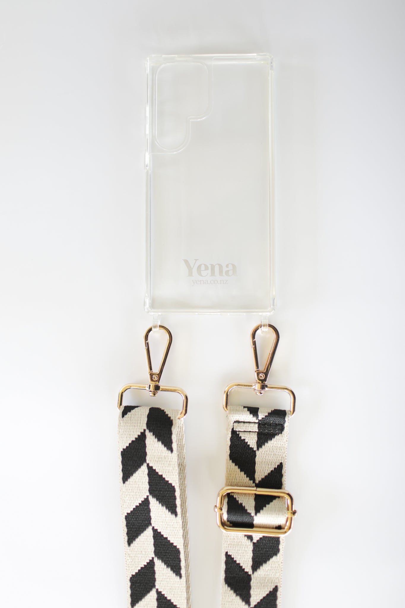 Woven Cream and Black Geometric Leaf Strap