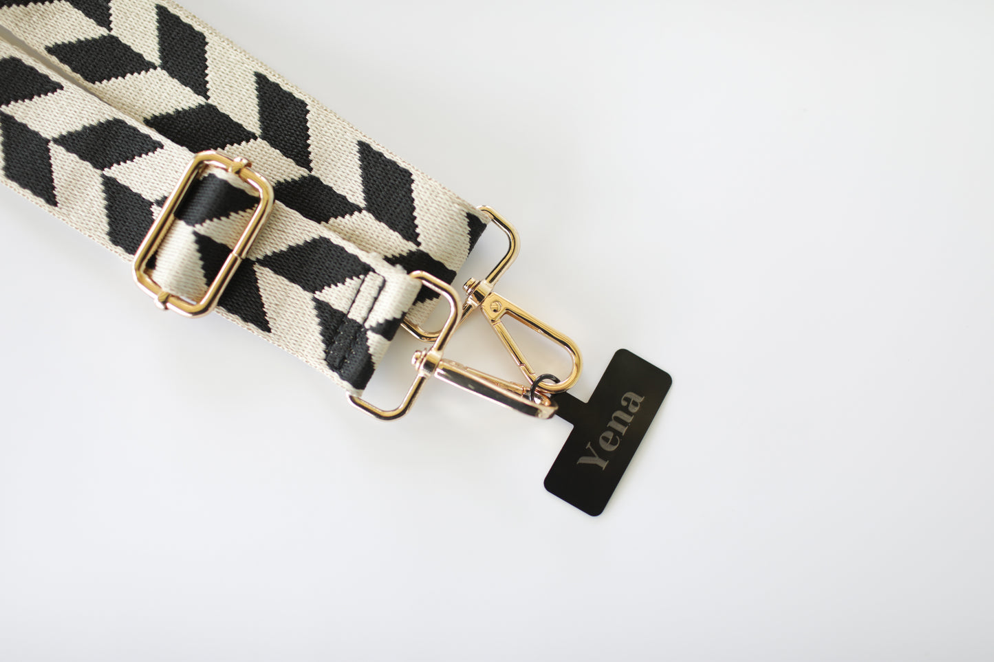 Woven Cream and Black Geometric Leaf Strap