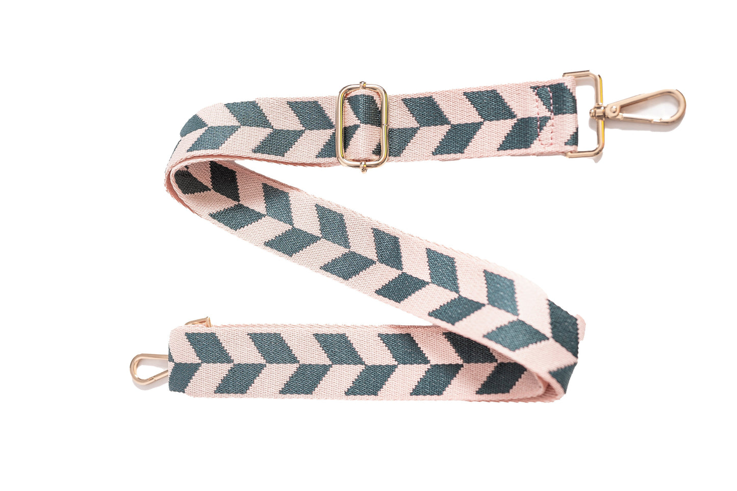 Woven Pink and Grey Geometric Leaf Strap