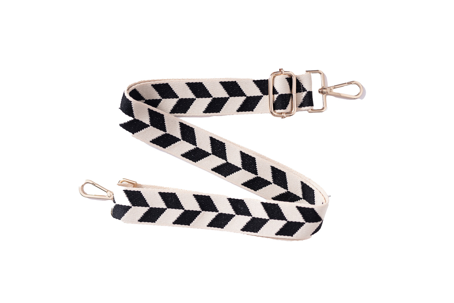 Woven Cream and Black Geometric Leaf Strap