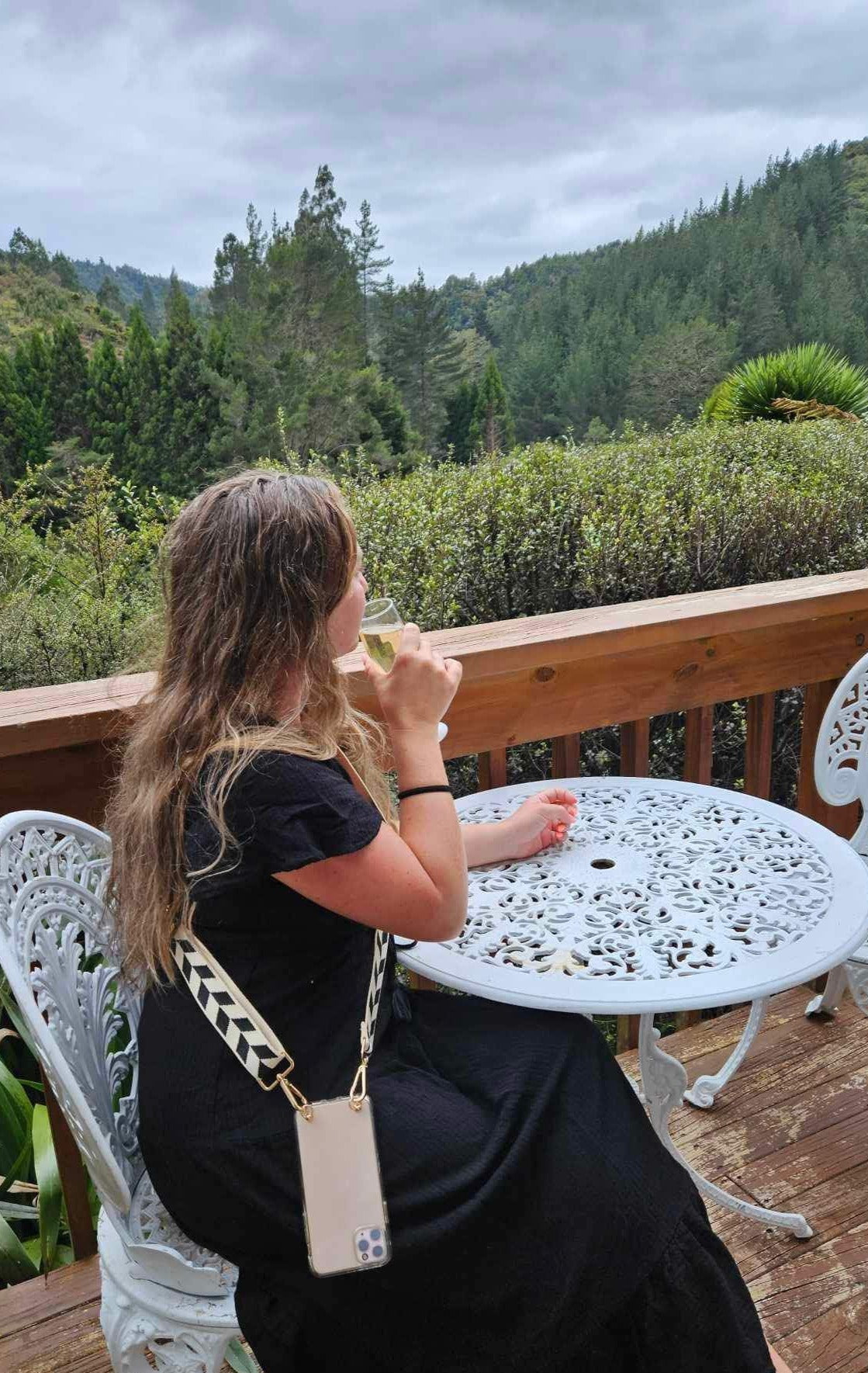 Woven Cream and Black Geometric Leaf Strap