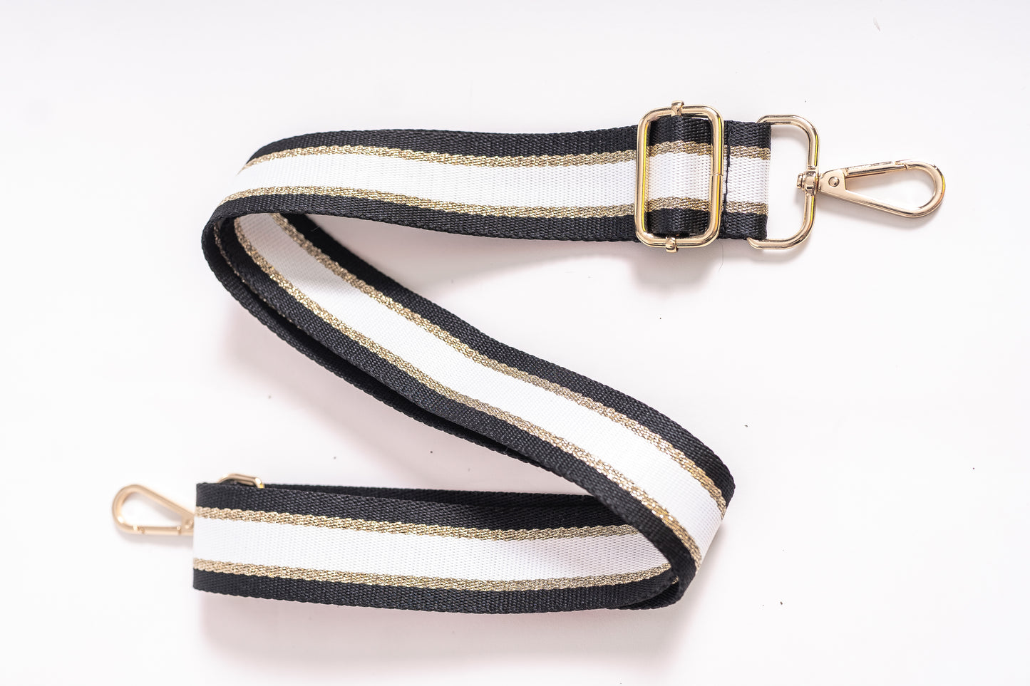 Woven Black, White and Gold Strap