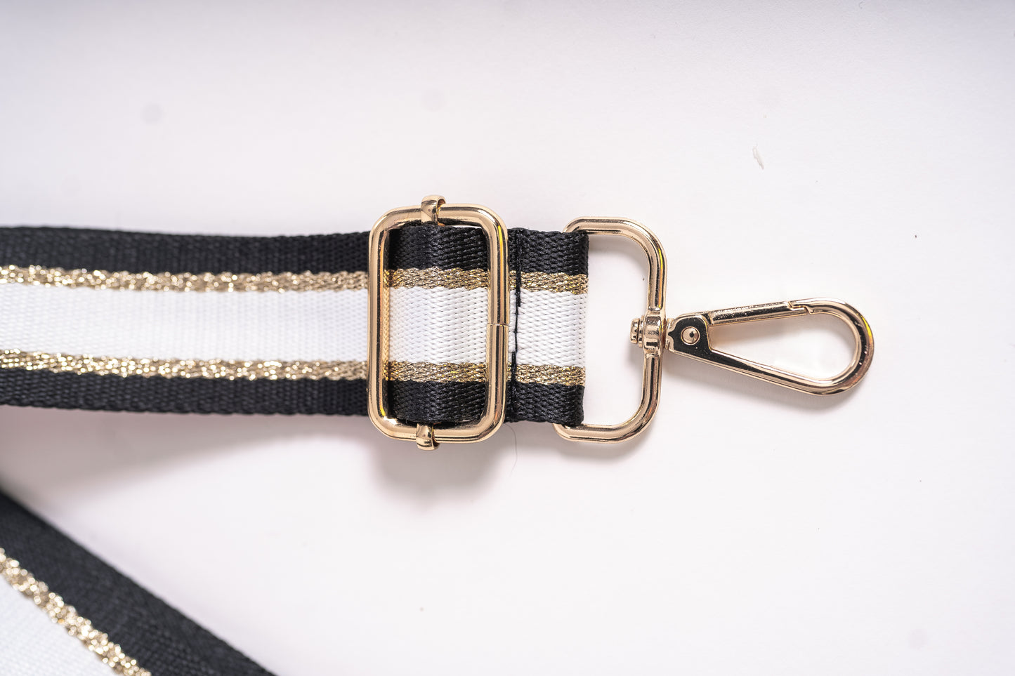 Woven Black, White and Gold Strap