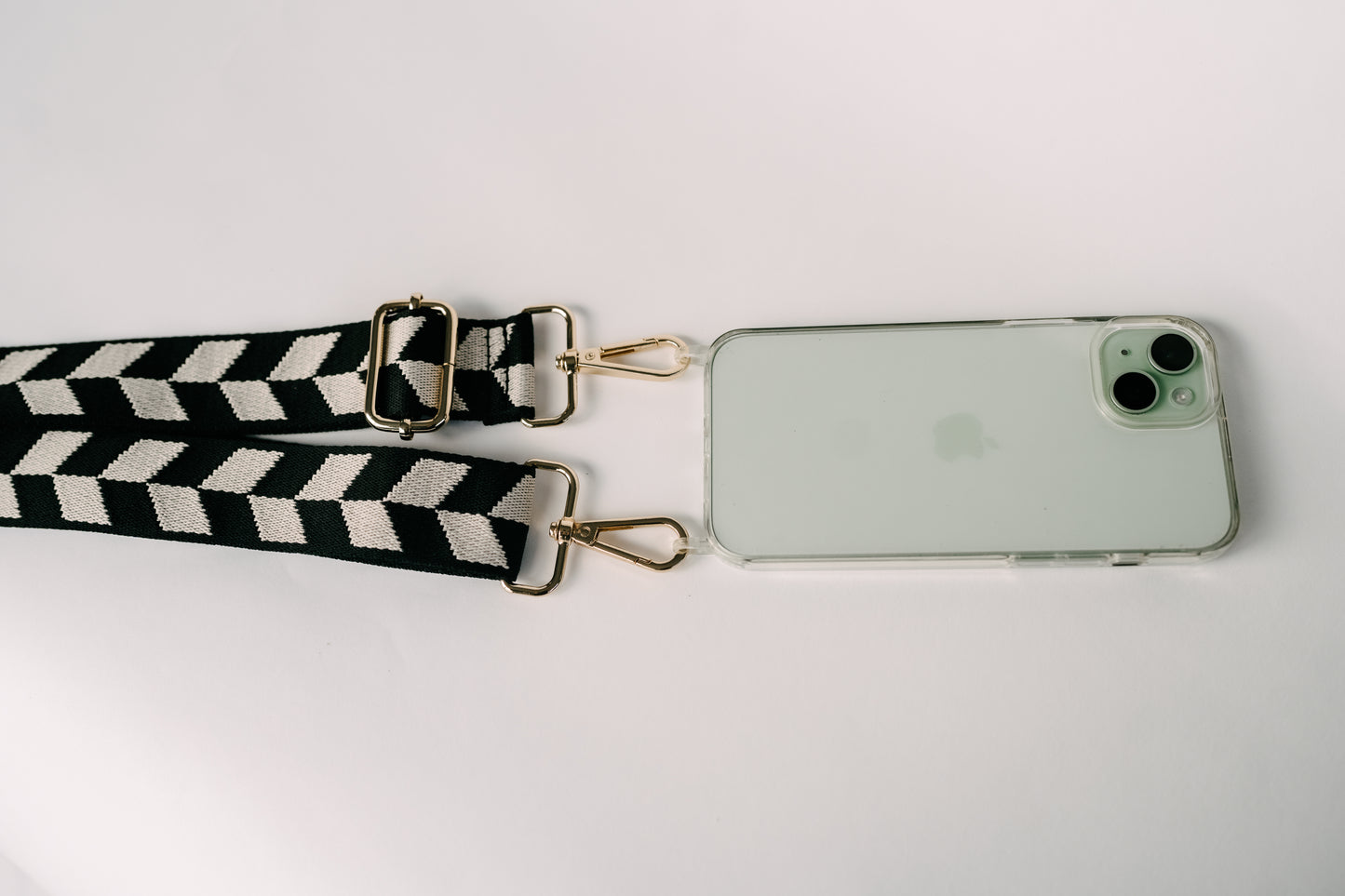 Woven Black and Cream Geometric Leaf Strap