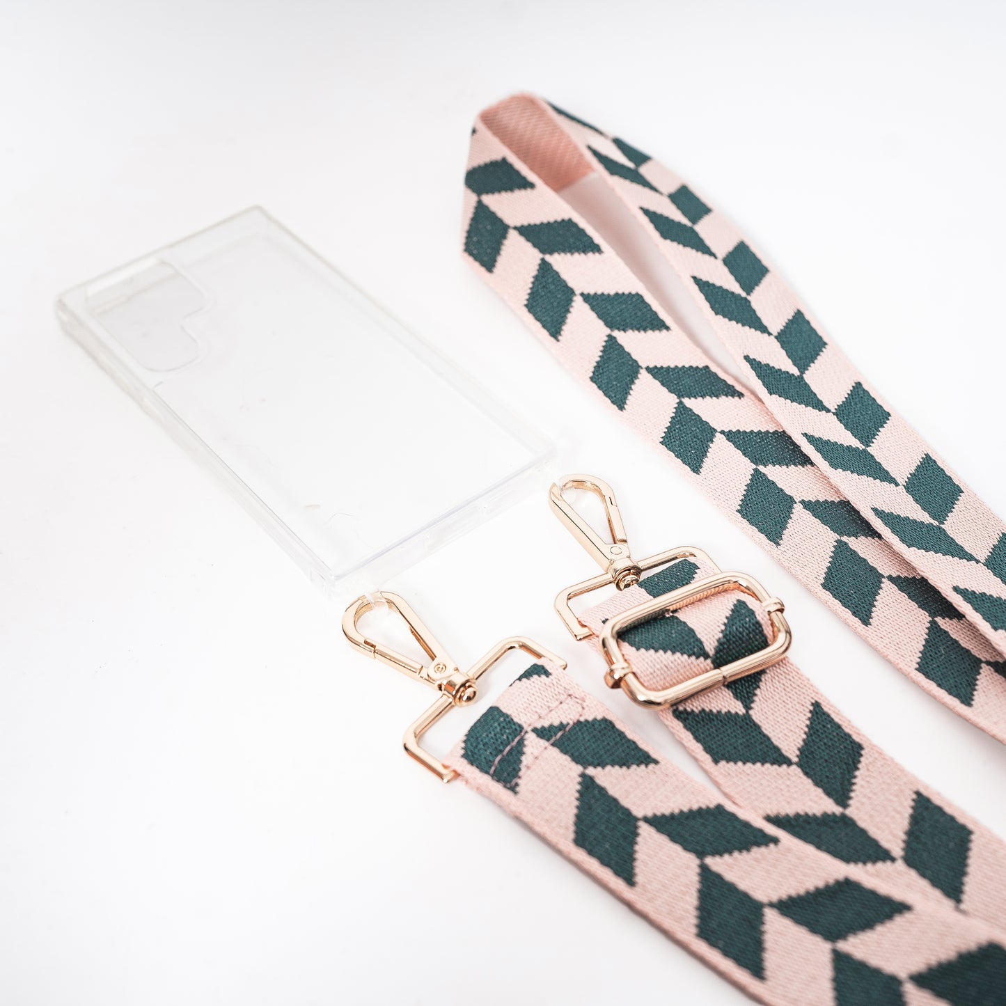 Woven Pink and Grey Geometric Leaf Strap