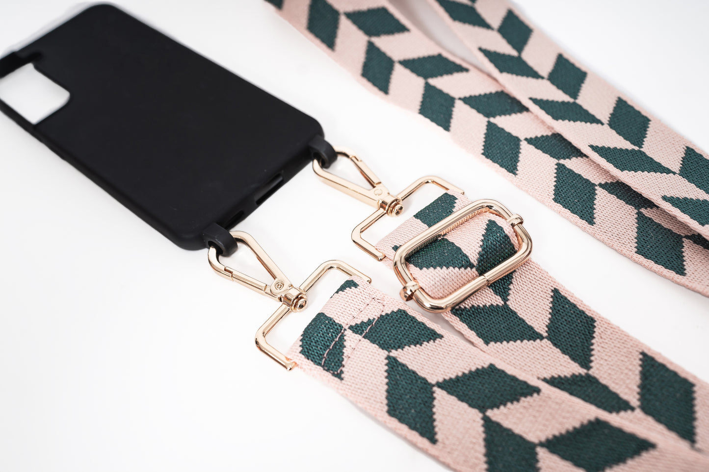 Woven Pink and Grey Geometric Leaf Strap
