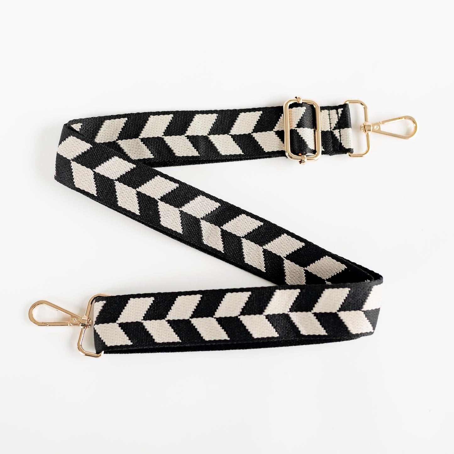 Woven Black and Cream Geometric Leaf Strap