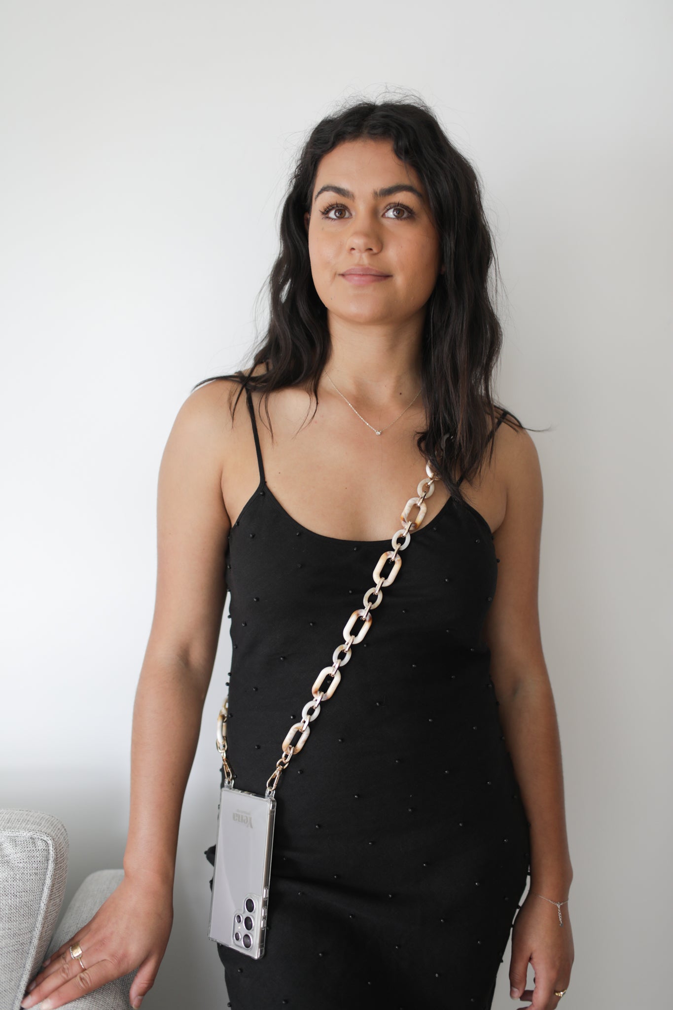 Selene Creamy Caramel and Gold Phone Chain