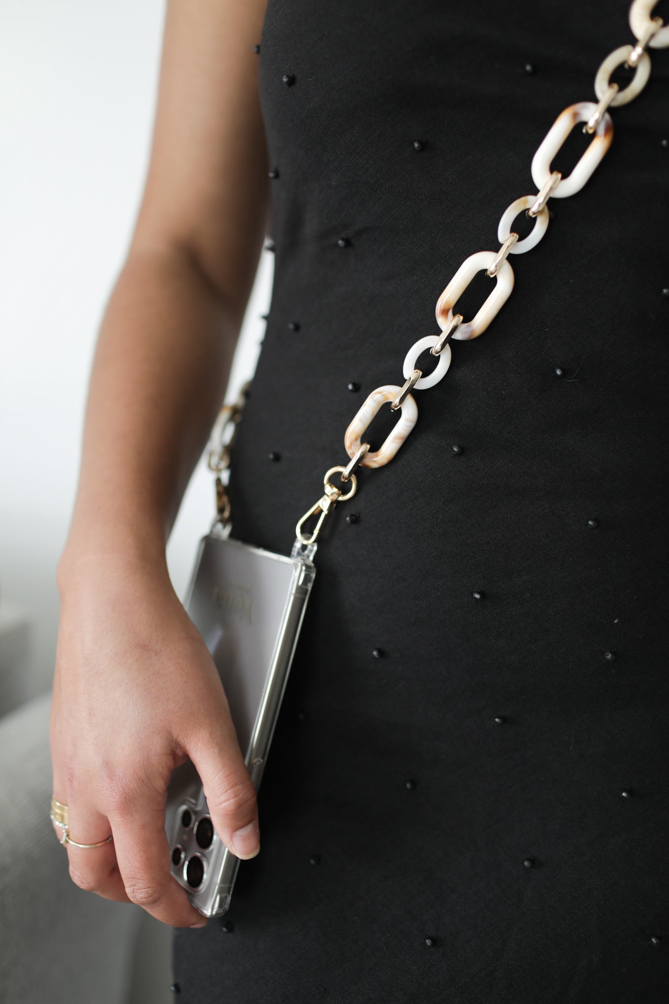 Selene Creamy Caramel and Gold Phone Chain