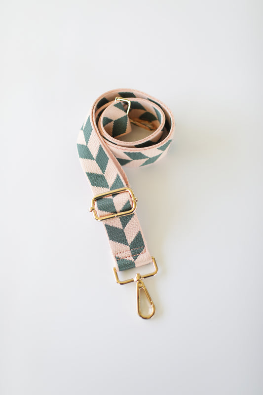 Woven Pink and Grey Geometric Leaf Strap