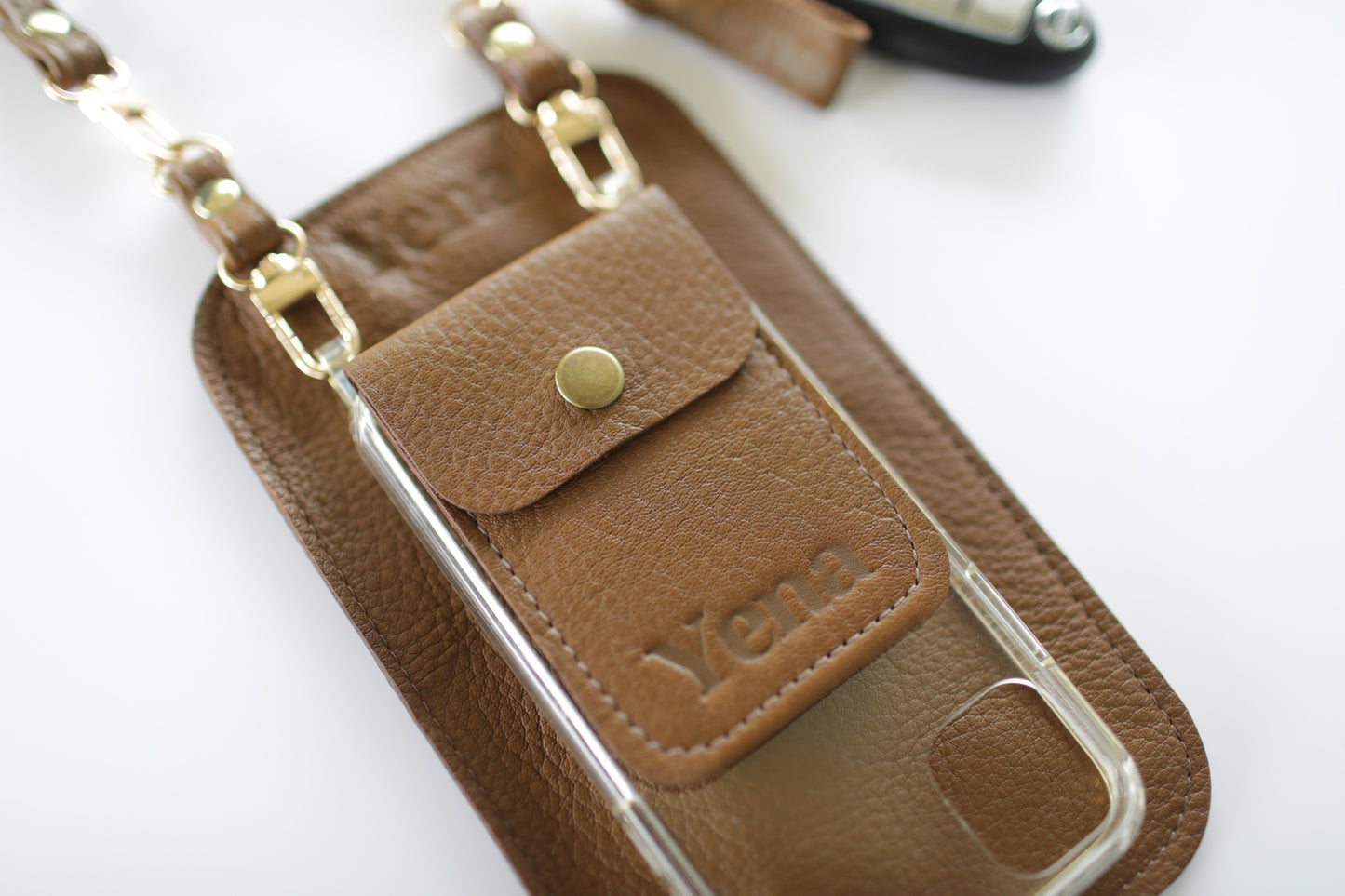 Yena Leather Purse & Strap - Brown