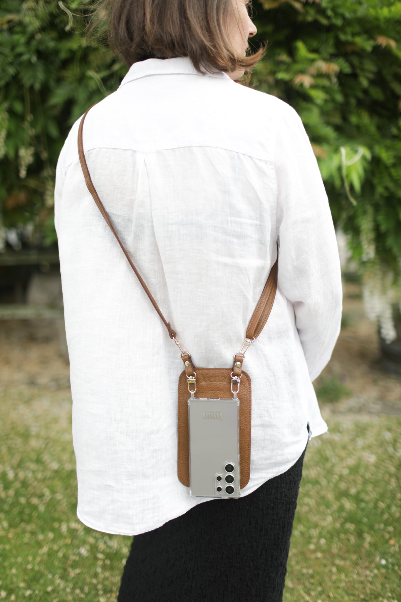 Yena Leather Purse & Strap - Brown