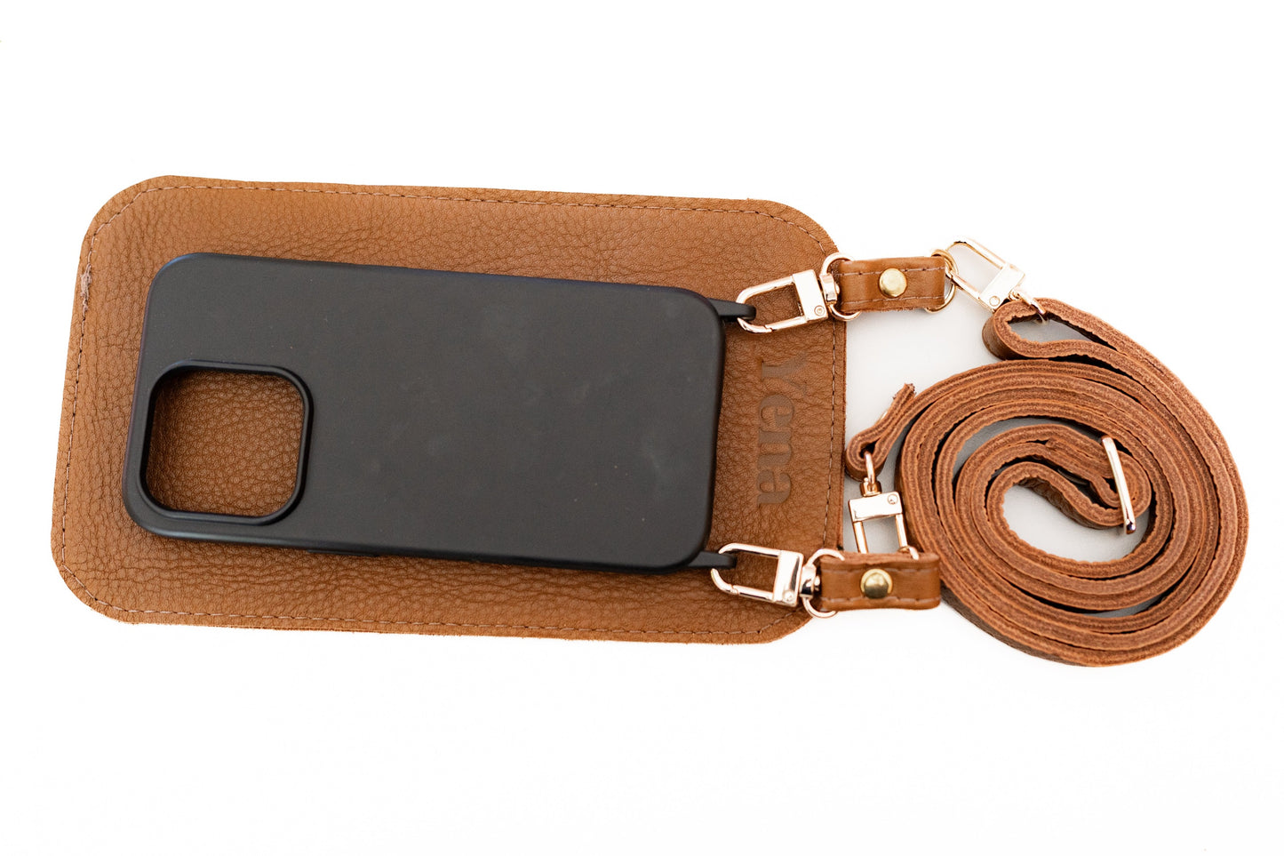 Yena Leather Purse & Strap - Brown