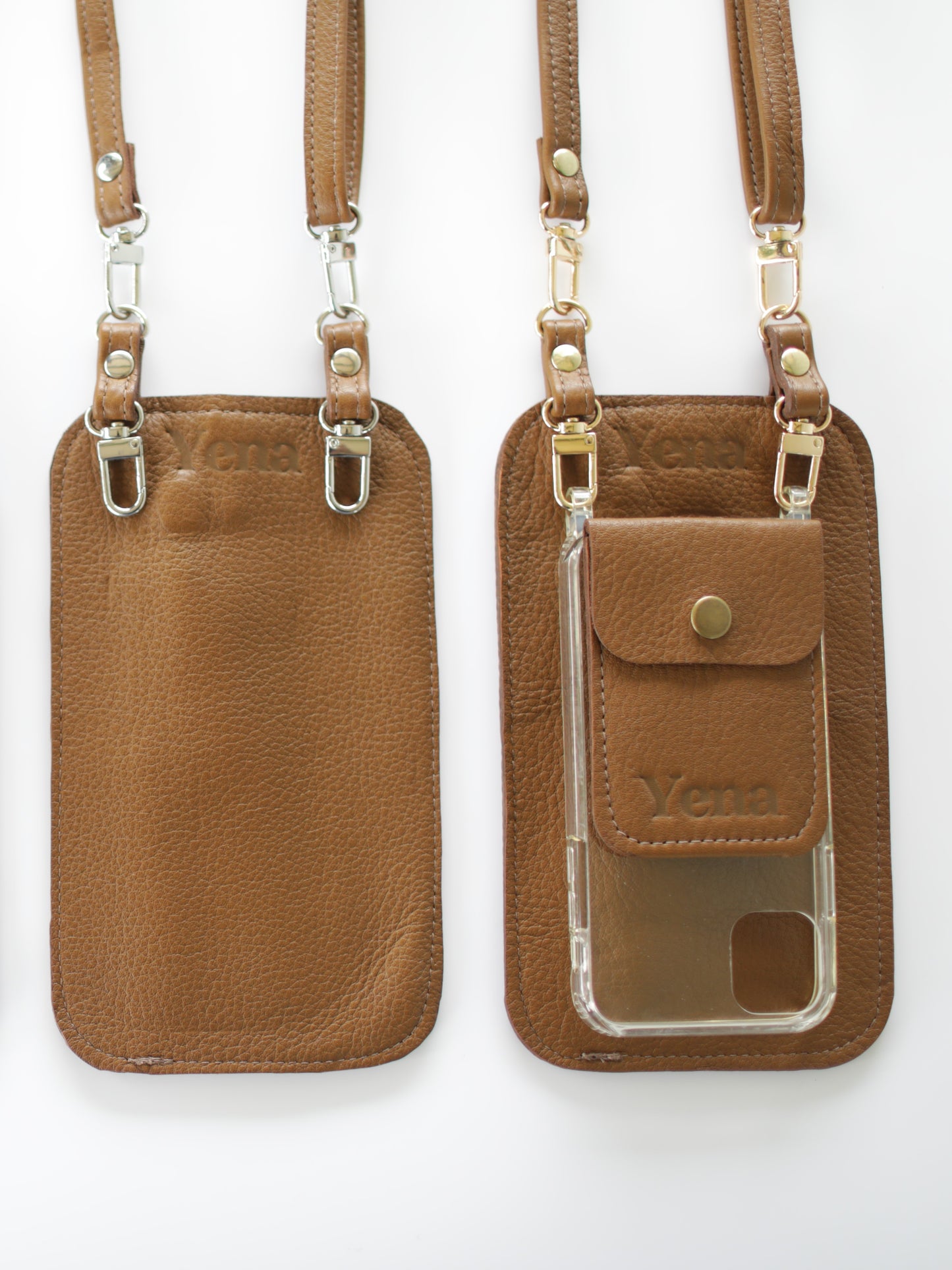 Yena Leather Purse & Strap - Brown