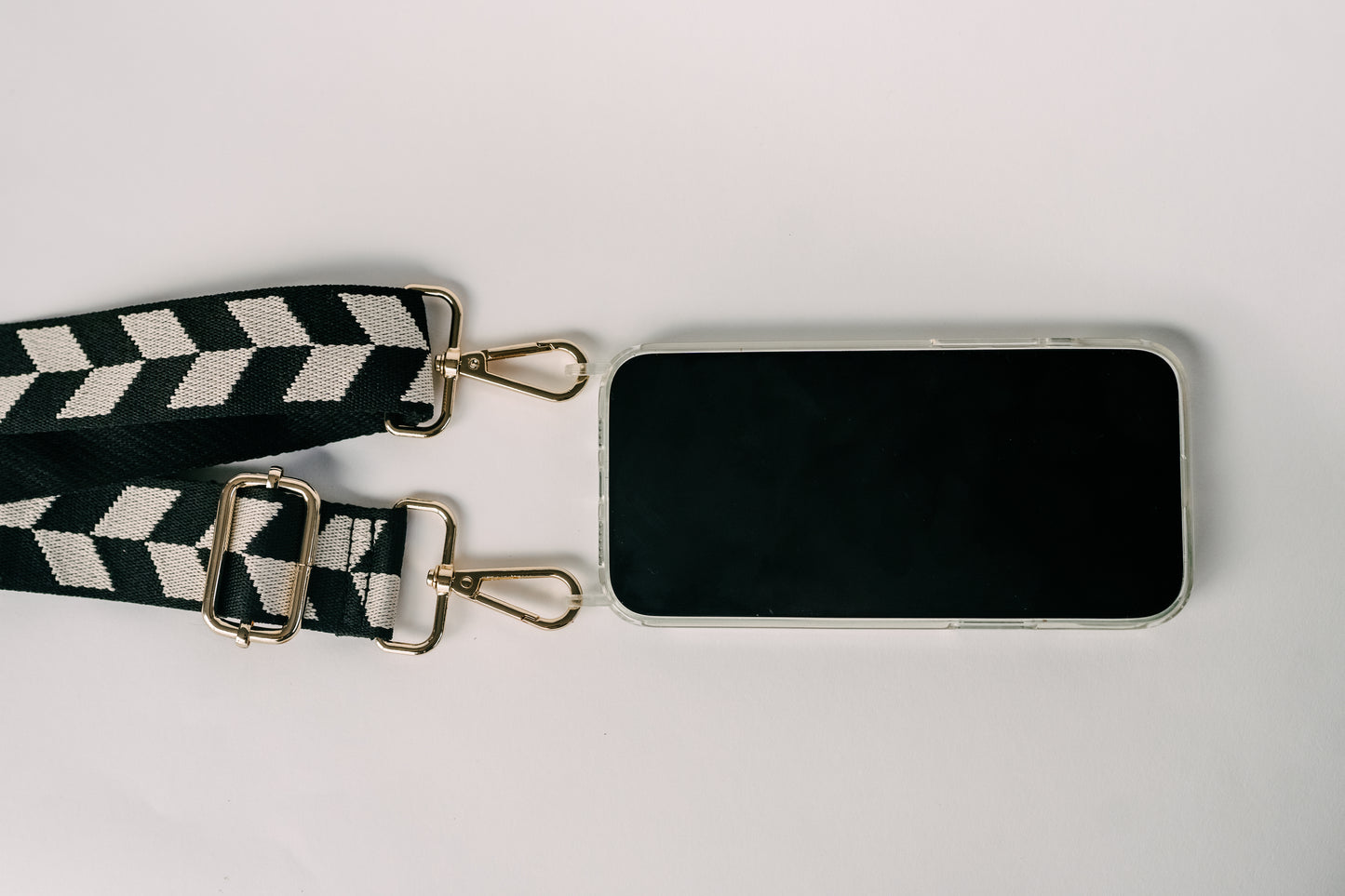 Woven Black and Cream Geometric Leaf Strap